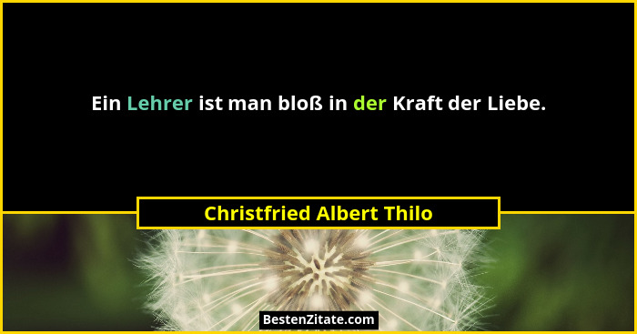 Ein Lehrer ist man bloß in der Kraft der Liebe.... - Christfried Albert Thilo