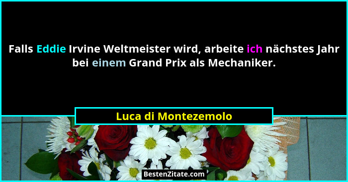 Falls Eddie Irvine Weltmeister wird, arbeite ich nächstes Jahr bei einem Grand Prix als Mechaniker.... - Luca di Montezemolo