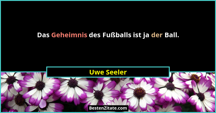 Das Geheimnis des Fußballs ist ja der Ball.... - Uwe Seeler