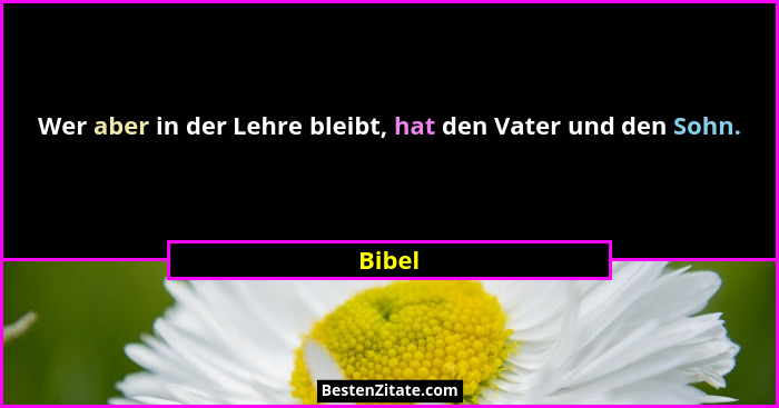 Wer aber in der Lehre bleibt, hat den Vater und den Sohn.... - Bibel
