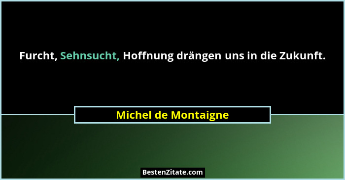 Furcht, Sehnsucht, Hoffnung drängen uns in die Zukunft.... - Michel de Montaigne