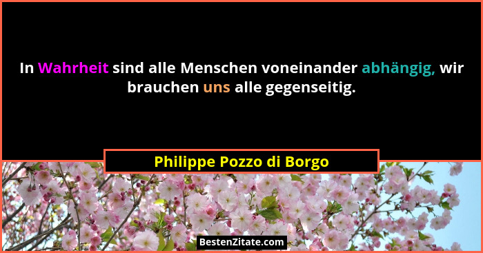 In Wahrheit sind alle Menschen voneinander abhängig, wir brauchen uns alle gegenseitig.... - Philippe Pozzo di Borgo