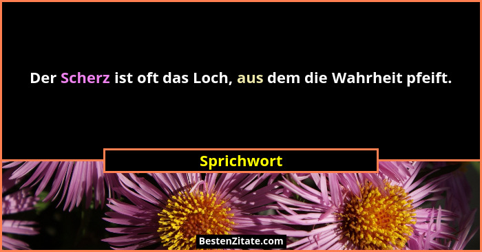 Der Scherz ist oft das Loch, aus dem die Wahrheit pfeift.... - Sprichwort