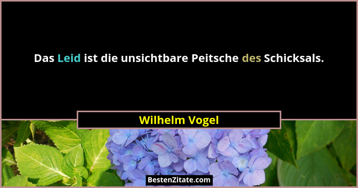 Das Leid ist die unsichtbare Peitsche des Schicksals.... - Wilhelm Vogel