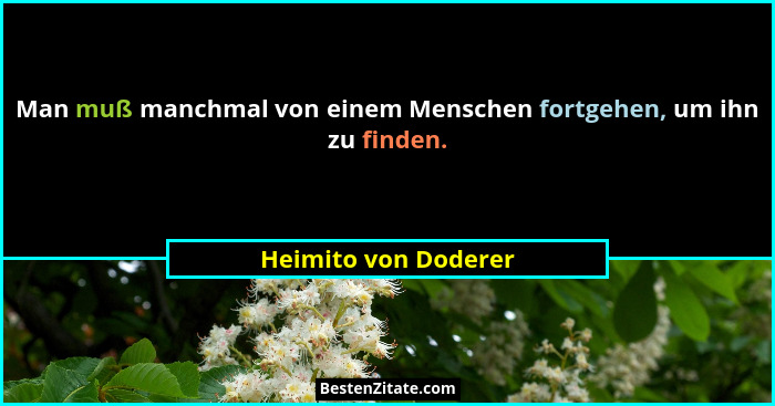 Man muß manchmal von einem Menschen fortgehen, um ihn zu finden.... - Heimito von Doderer