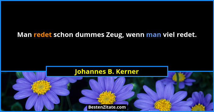 Man redet schon dummes Zeug, wenn man viel redet.... - Johannes B. Kerner