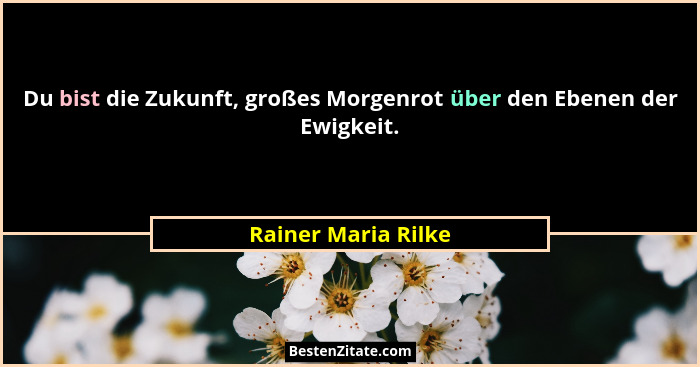 Du bist die Zukunft, großes Morgenrot über den Ebenen der Ewigkeit.... - Rainer Maria Rilke