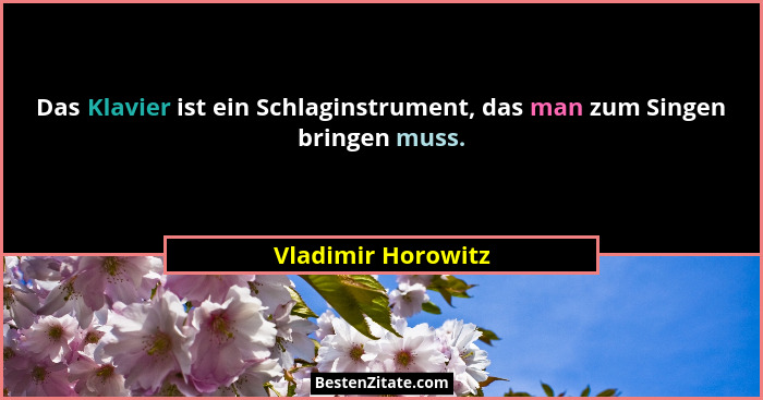 Das Klavier ist ein Schlaginstrument, das man zum Singen bringen muss.... - Vladimir Horowitz