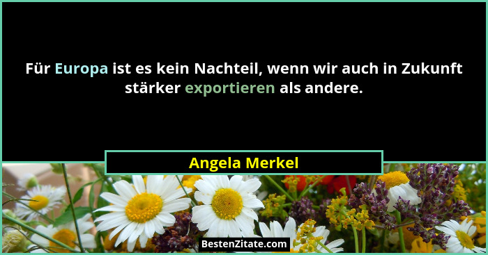 Für Europa ist es kein Nachteil, wenn wir auch in Zukunft stärker exportieren als andere.... - Angela Merkel