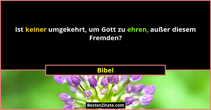 Ist keiner umgekehrt, um Gott zu ehren, außer diesem Fremden?... - Bibel