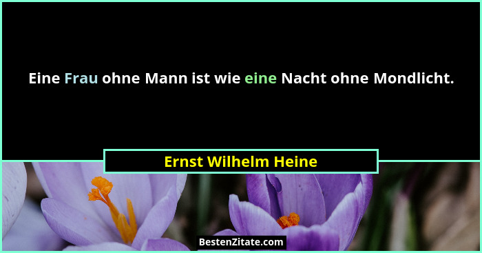 Eine Frau ohne Mann ist wie eine Nacht ohne Mondlicht.... - Ernst Wilhelm Heine
