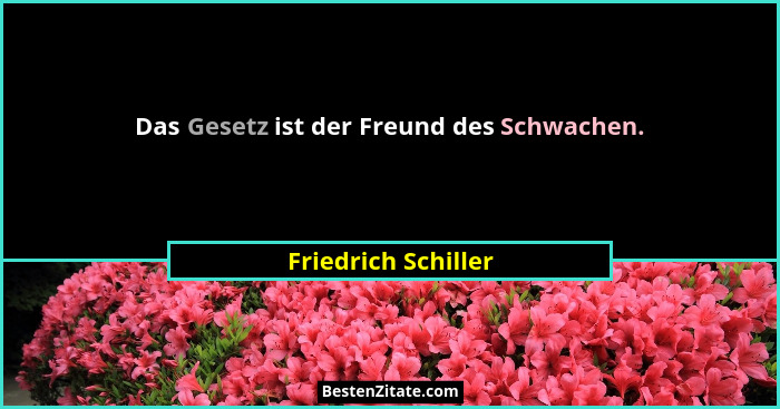 Das Gesetz ist der Freund des Schwachen.... - Friedrich Schiller