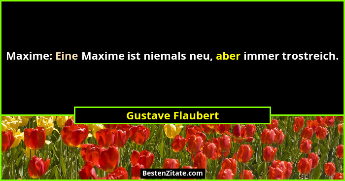 Maxime: Eine Maxime ist niemals neu, aber immer trostreich.... - Gustave Flaubert
