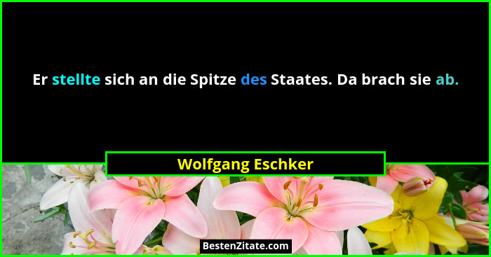 Er stellte sich an die Spitze des Staates. Da brach sie ab.... - Wolfgang Eschker