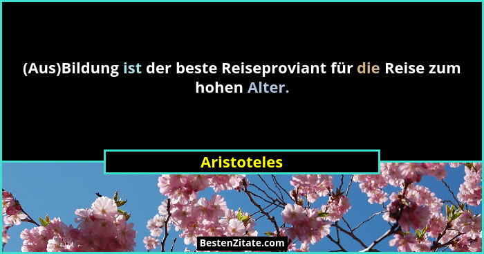 (Aus)Bildung ist der beste Reiseproviant für die Reise zum hohen Alter.... - Aristoteles