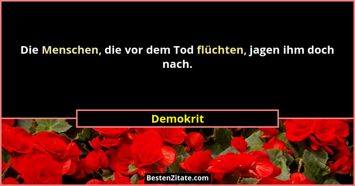 Die Menschen, die vor dem Tod flüchten, jagen ihm doch nach.... - Demokrit