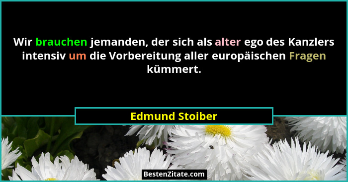 Wir brauchen jemanden, der sich als alter ego des Kanzlers intensiv um die Vorbereitung aller europäischen Fragen kümmert.... - Edmund Stoiber