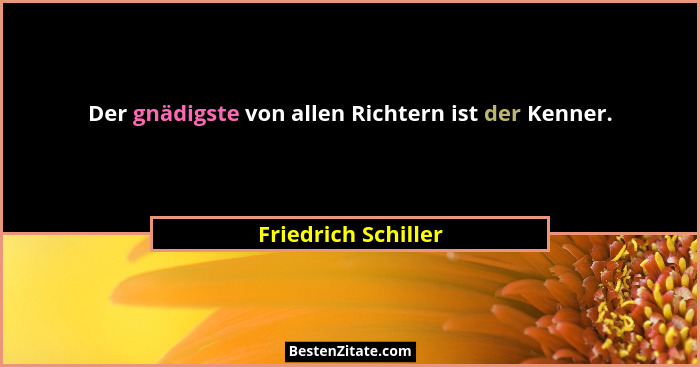 Der gnädigste von allen Richtern ist der Kenner.... - Friedrich Schiller