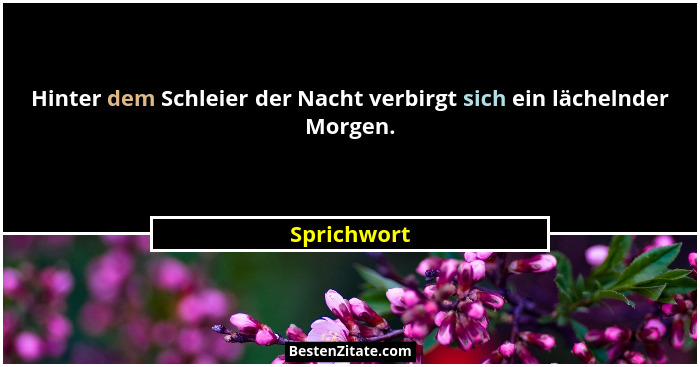 Hinter dem Schleier der Nacht verbirgt sich ein lächelnder Morgen.... - Sprichwort