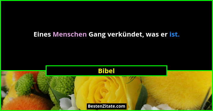 Eines Menschen Gang verkündet, was er ist.... - Bibel