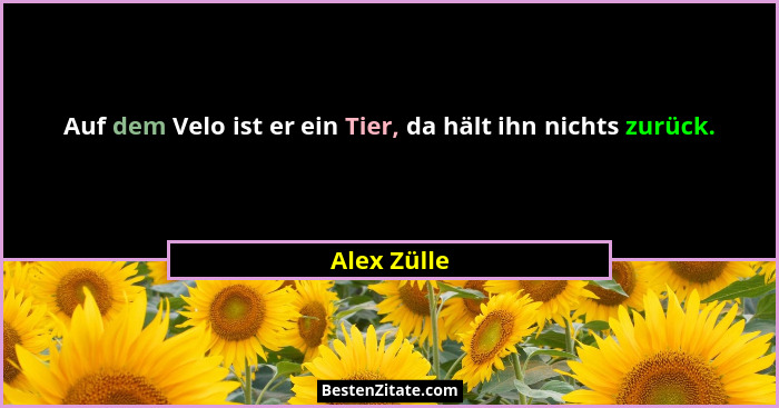 Auf dem Velo ist er ein Tier, da hält ihn nichts zurück.... - Alex Zülle