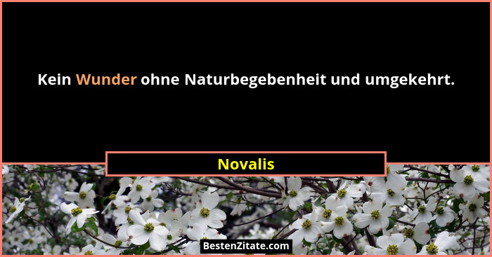 Kein Wunder ohne Naturbegebenheit und umgekehrt.... - Novalis