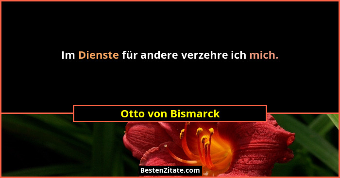Im Dienste für andere verzehre ich mich.... - Otto von Bismarck