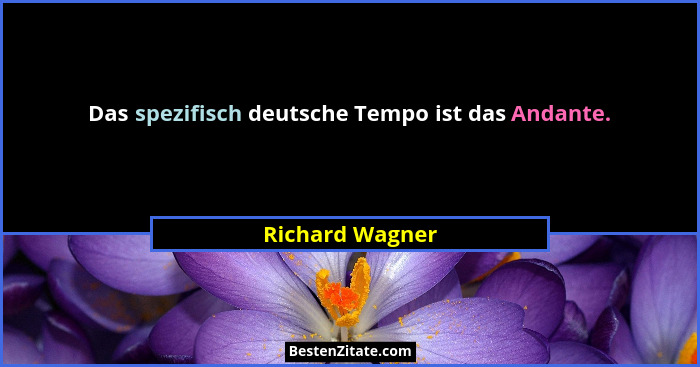 Das spezifisch deutsche Tempo ist das Andante.... - Richard Wagner