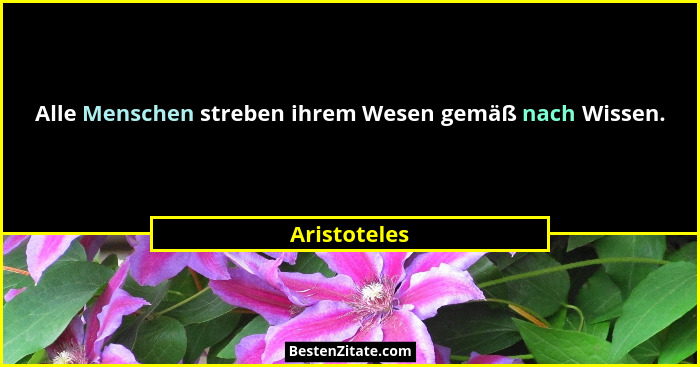 Alle Menschen streben ihrem Wesen gemäß nach Wissen.... - Aristoteles