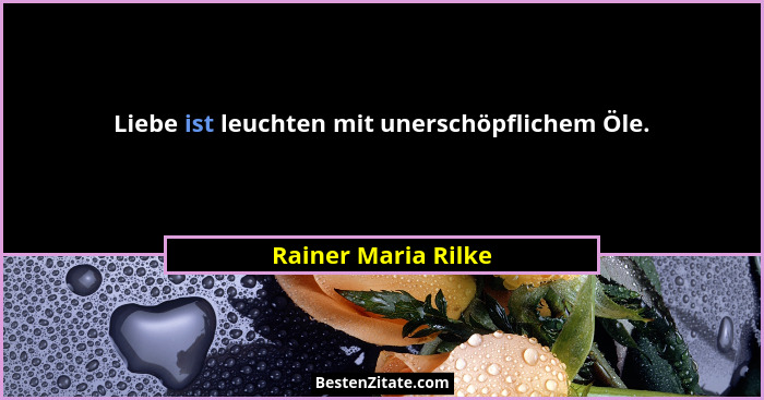Liebe ist leuchten mit unerschöpflichem Öle.... - Rainer Maria Rilke