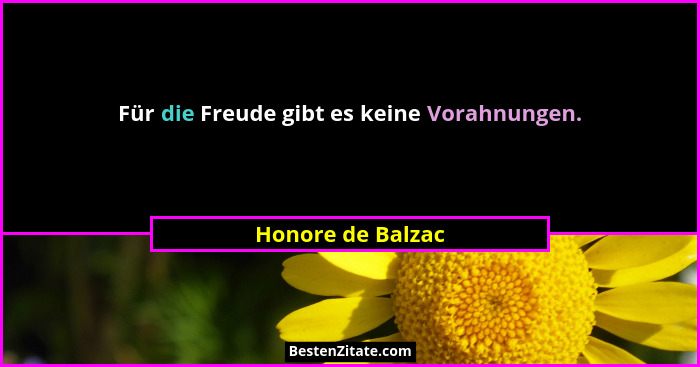 Für die Freude gibt es keine Vorahnungen.... - Honore de Balzac