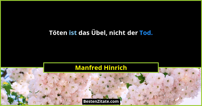 Töten ist das Übel, nicht der Tod.... - Manfred Hinrich