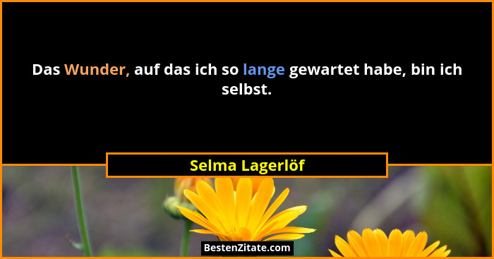 Das Wunder, auf das ich so lange gewartet habe, bin ich selbst.... - Selma Lagerlöf