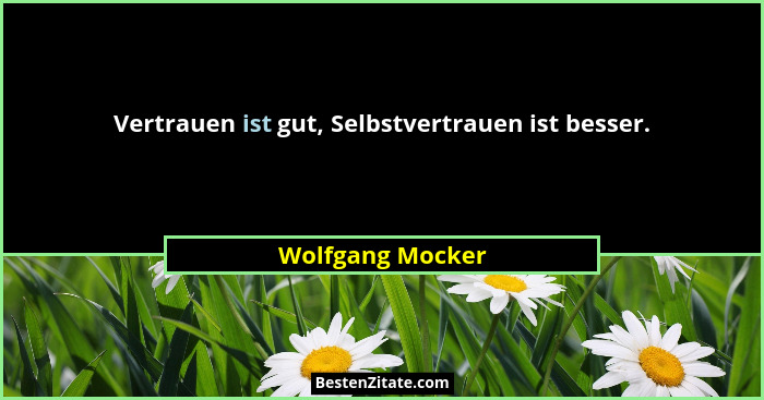 Vertrauen ist gut, Selbstvertrauen ist besser.... - Wolfgang Mocker