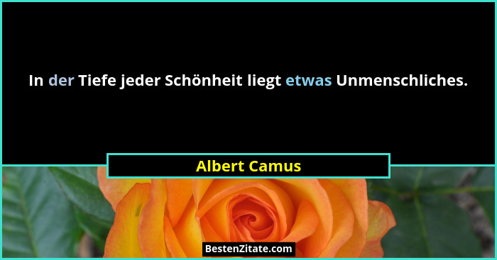 In der Tiefe jeder Schönheit liegt etwas Unmenschliches.... - Albert Camus