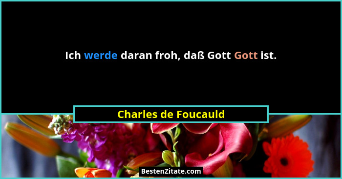 Ich werde daran froh, daß Gott Gott ist.... - Charles de Foucauld