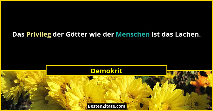 Das Privileg der Götter wie der Menschen ist das Lachen.... - Demokrit