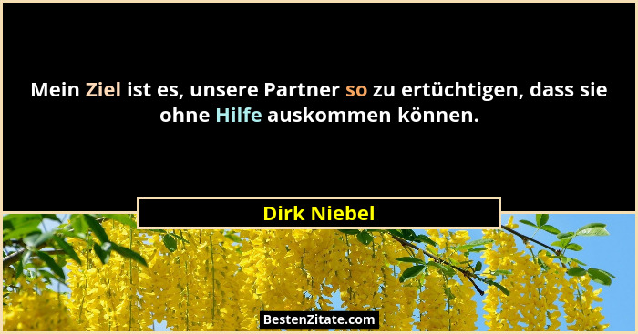 Mein Ziel ist es, unsere Partner so zu ertüchtigen, dass sie ohne Hilfe auskommen können.... - Dirk Niebel