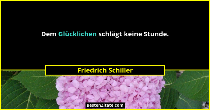 Dem Glücklichen schlägt keine Stunde.... - Friedrich Schiller