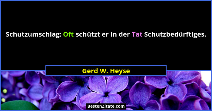 Schutzumschlag: Oft schützt er in der Tat Schutzbedürftiges.... - Gerd W. Heyse