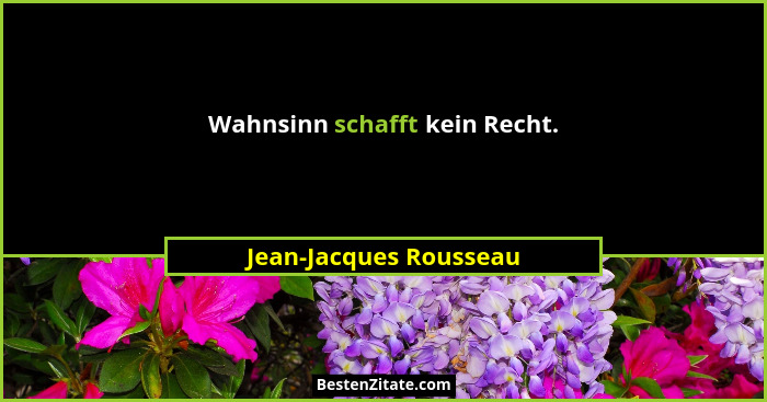 Wahnsinn schafft kein Recht.... - Jean-Jacques Rousseau