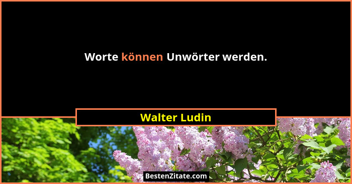 Worte können Unwörter werden.... - Walter Ludin