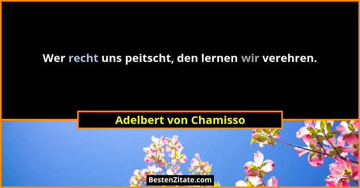 Wer recht uns peitscht, den lernen wir verehren.... - Adelbert von Chamisso