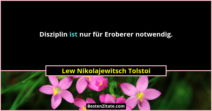 Disziplin ist nur für Eroberer notwendig.... - Lew Nikolajewitsch Tolstoi