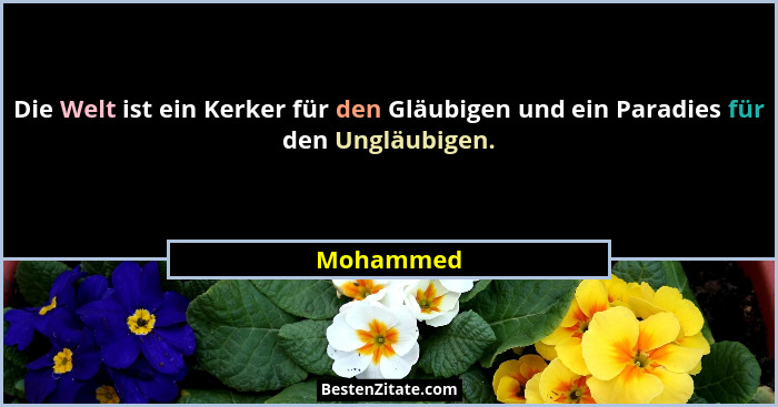 Die Welt ist ein Kerker für den Gläubigen und ein Paradies für den Ungläubigen.... - Mohammed