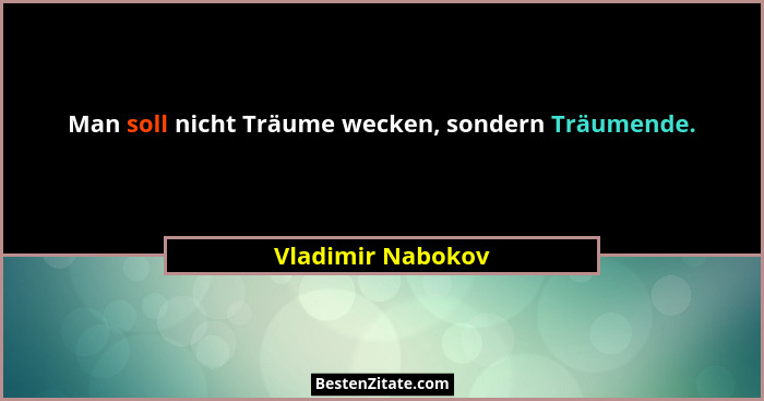 Man soll nicht Träume wecken, sondern Träumende.... - Vladimir Nabokov