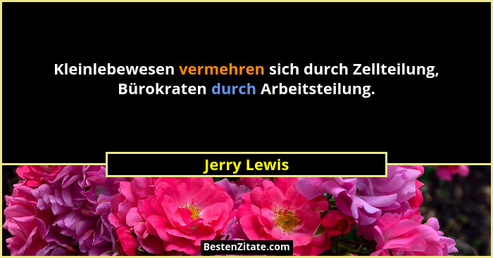 Kleinlebewesen vermehren sich durch Zellteilung, Bürokraten durch Arbeitsteilung.... - Jerry Lewis