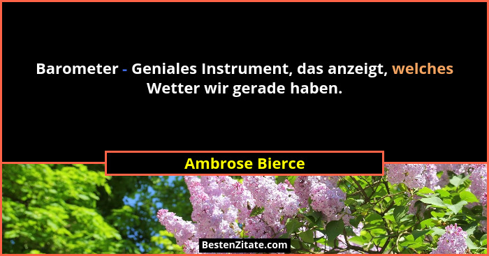 Barometer - Geniales Instrument, das anzeigt, welches Wetter wir gerade haben.... - Ambrose Bierce
