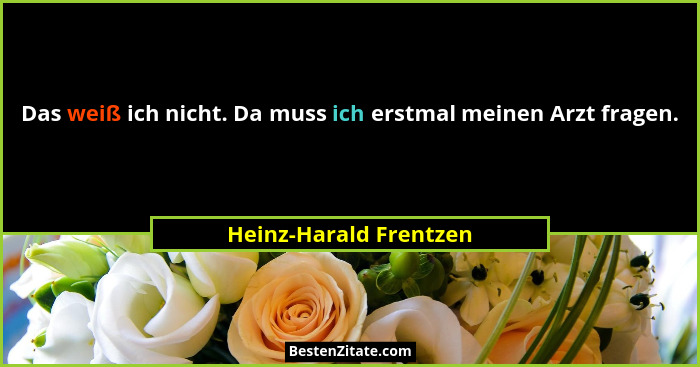 Das weiß ich nicht. Da muss ich erstmal meinen Arzt fragen.... - Heinz-Harald Frentzen