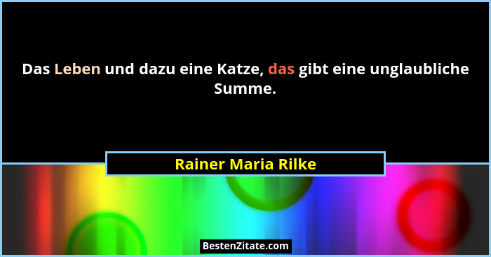 Das Leben und dazu eine Katze, das gibt eine unglaubliche Summe.... - Rainer Maria Rilke